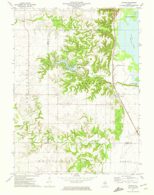 Classic USGS Putnam Illinois 7.5'x7.5' Topo Map Image