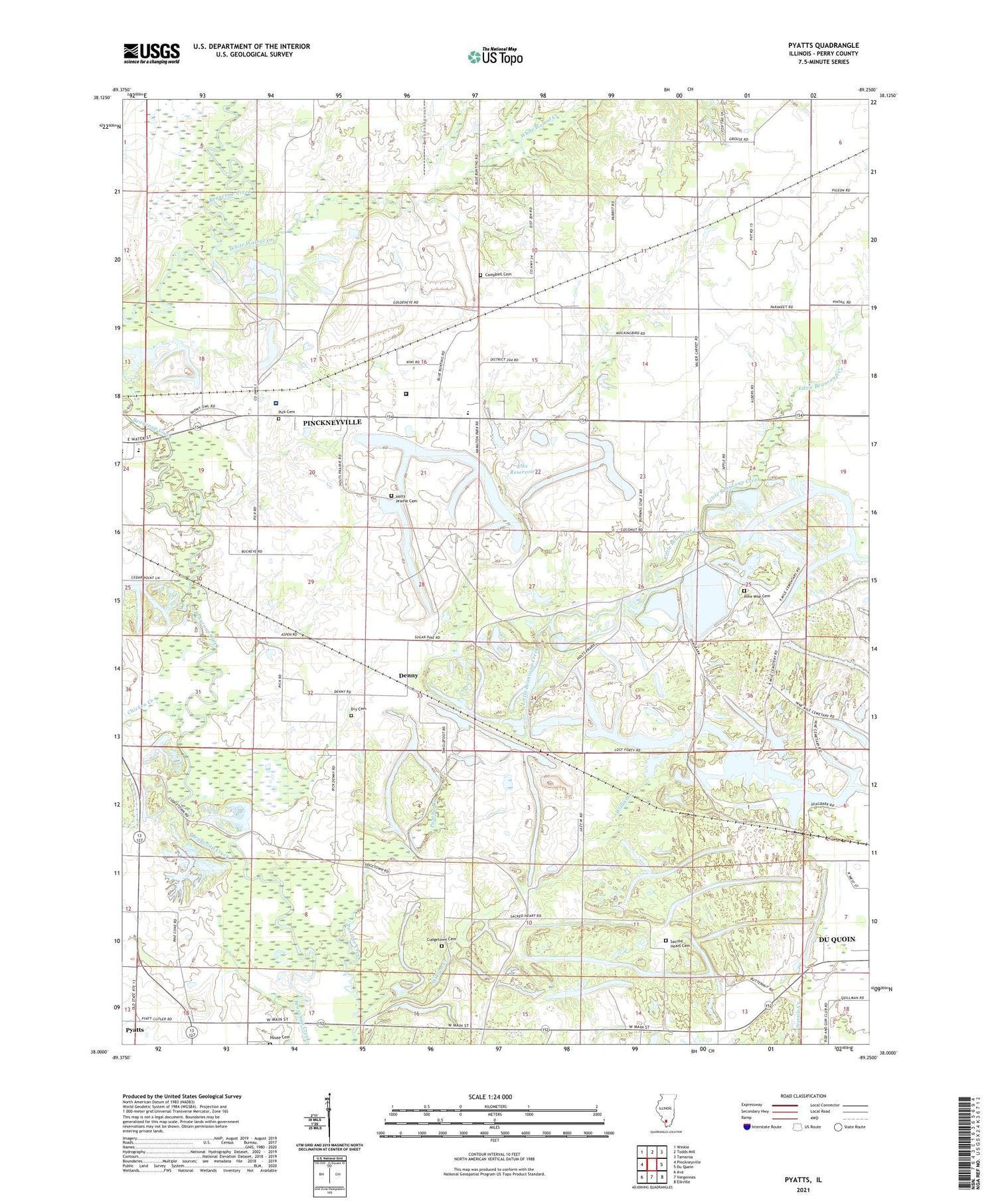 Pyatts Illinois US Topo Map Image