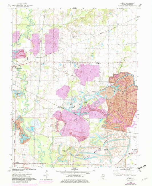 Classic USGS Pyatts Illinois 7.5'x7.5' Topo Map Image