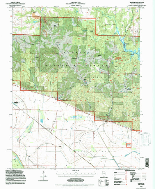 Classic USGS Raddle Illinois 7.5'x7.5' Topo Map Image