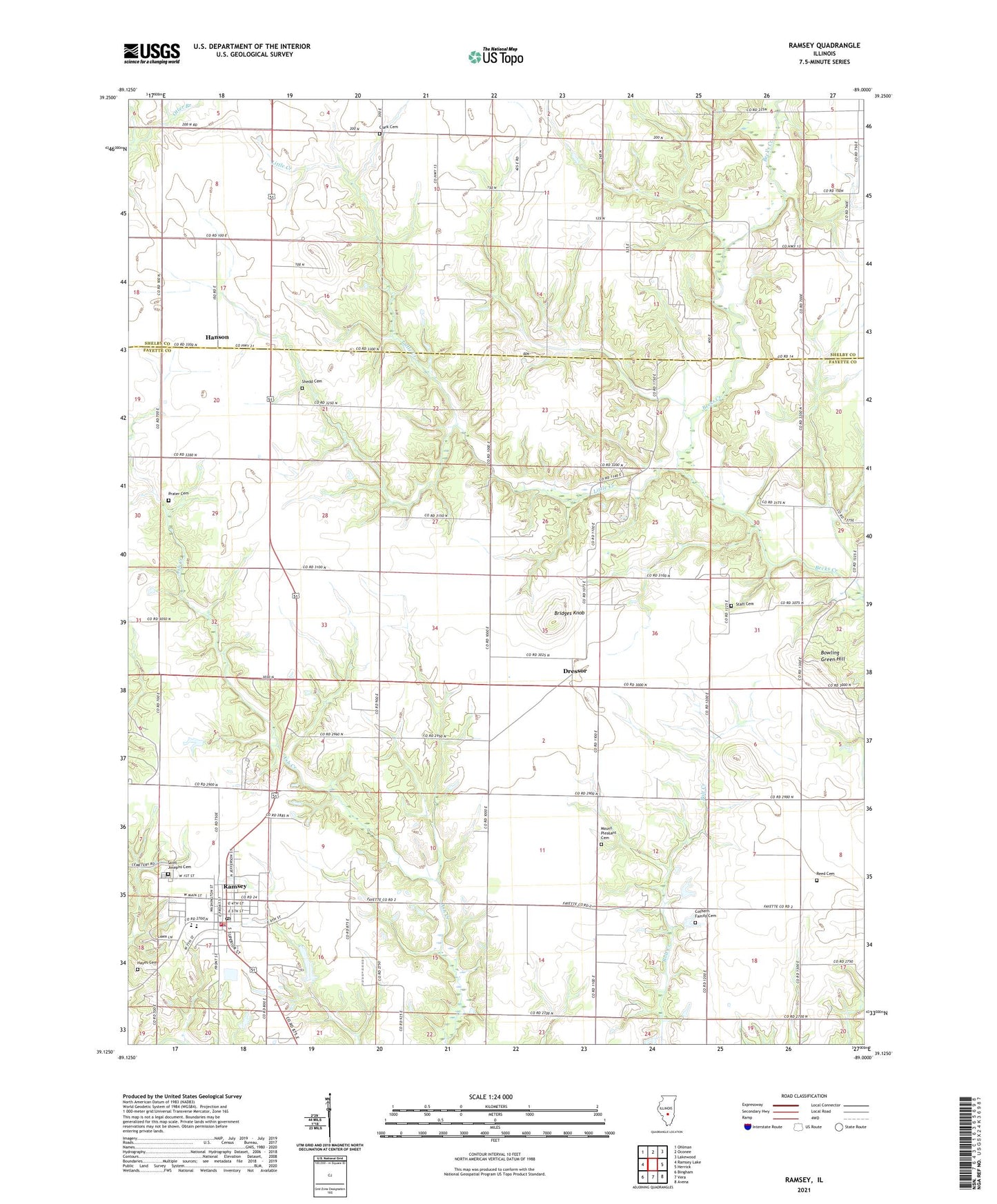 Ramsey Illinois US Topo Map Image