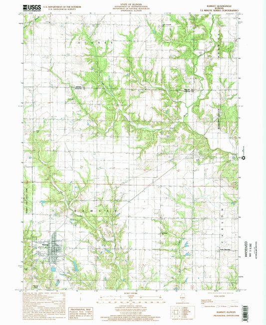 Classic USGS Ramsey Illinois 7.5'x7.5' Topo Map Image