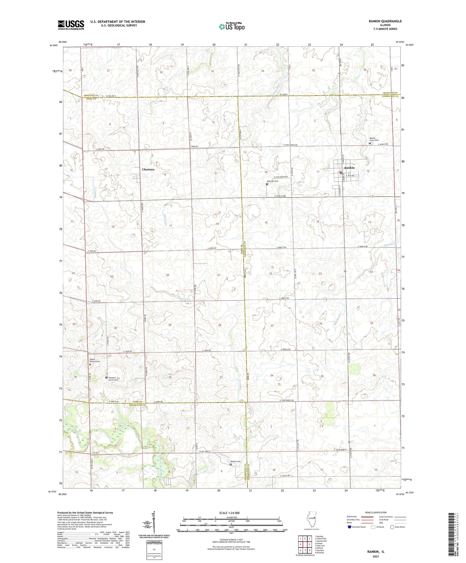 Rankin Illinois US Topo Map Image