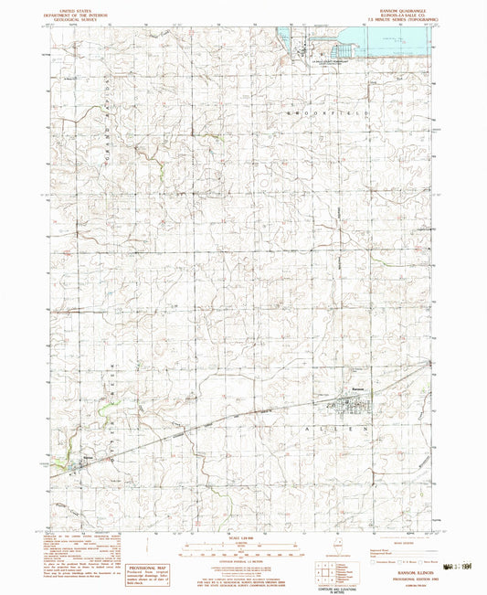 Classic USGS Ransom Illinois 7.5'x7.5' Topo Map Image