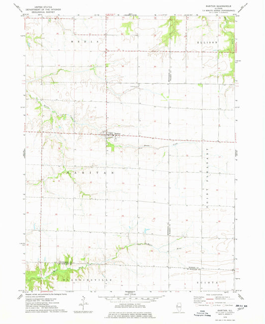 Classic USGS Raritan Illinois 7.5'x7.5' Topo Map Image