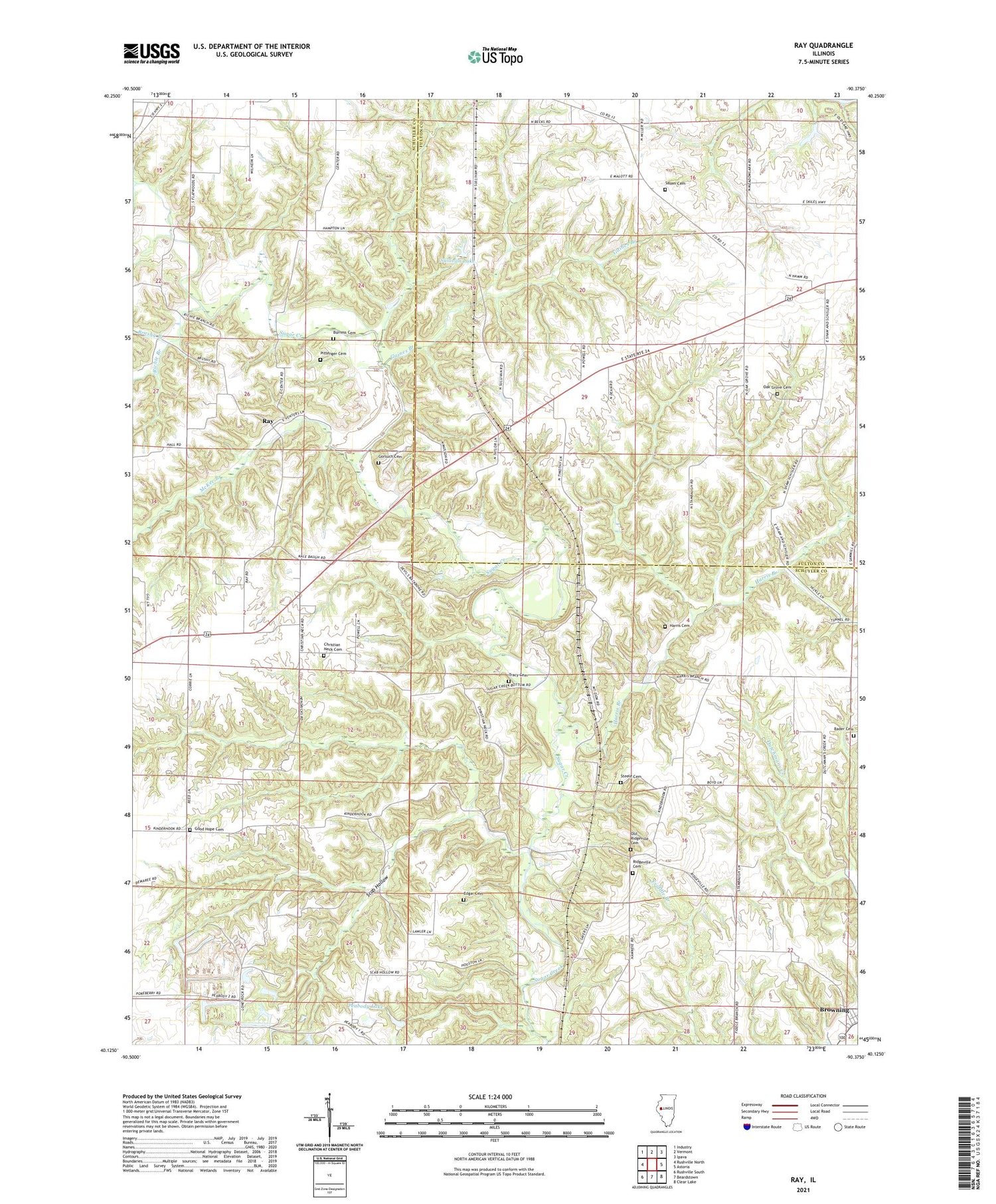 Ray Illinois US Topo Map Image