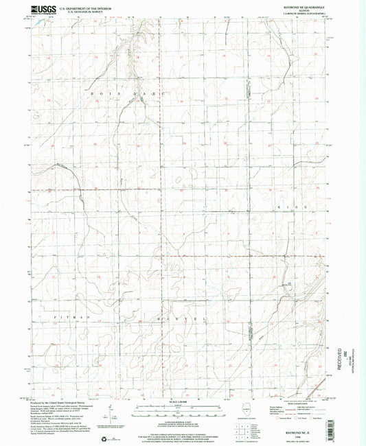 Classic USGS Raymond NE Illinois 7.5'x7.5' Topo Map Image
