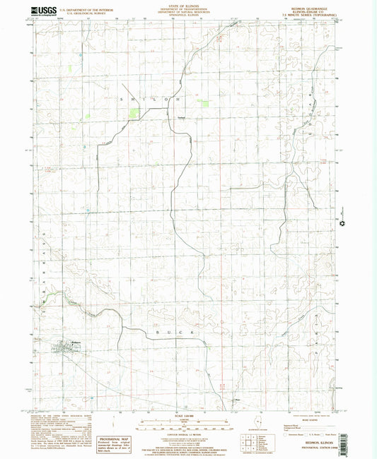 Classic USGS Redmon Illinois 7.5'x7.5' Topo Map Image