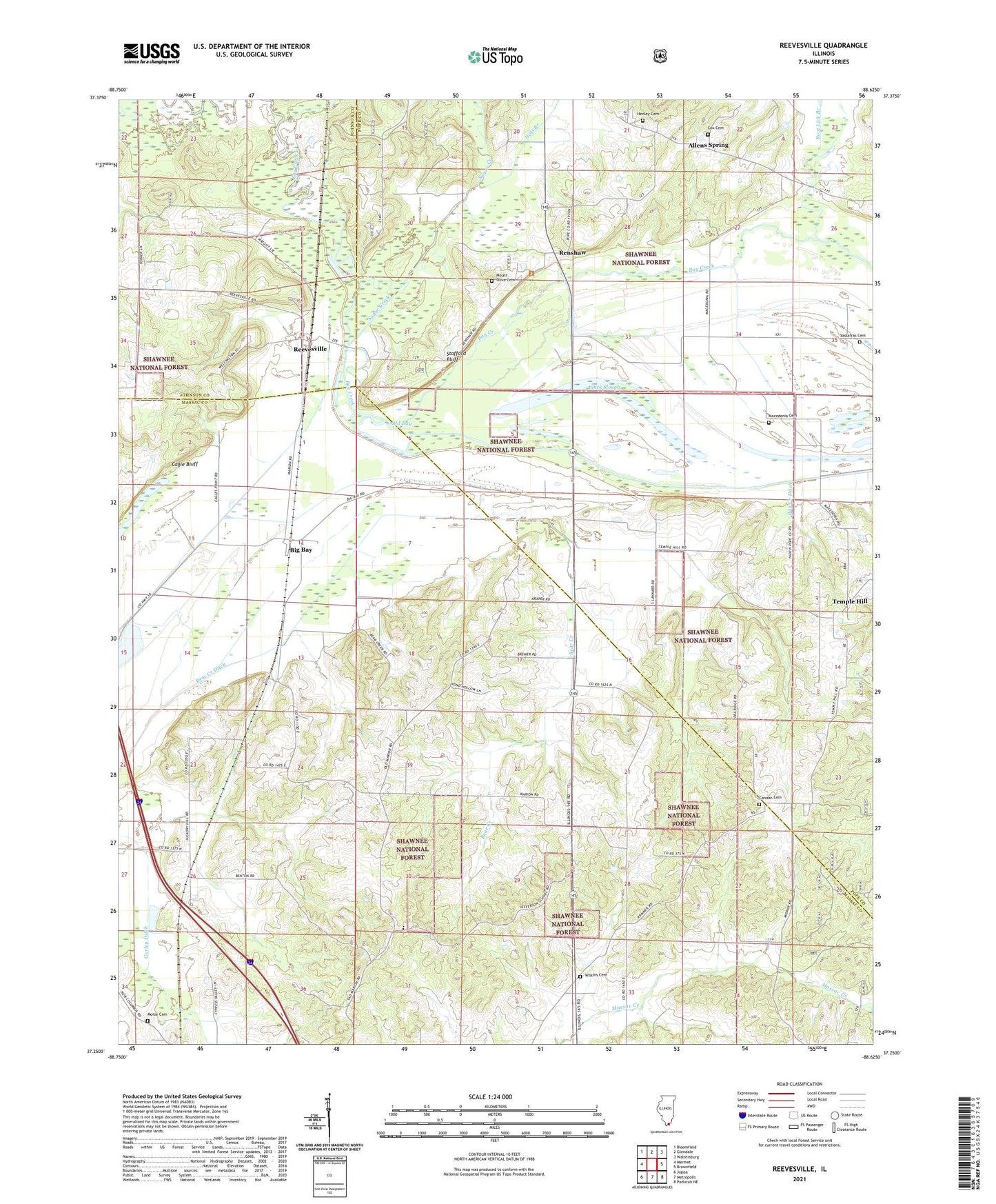 Reevesville Illinois US Topo Map Image