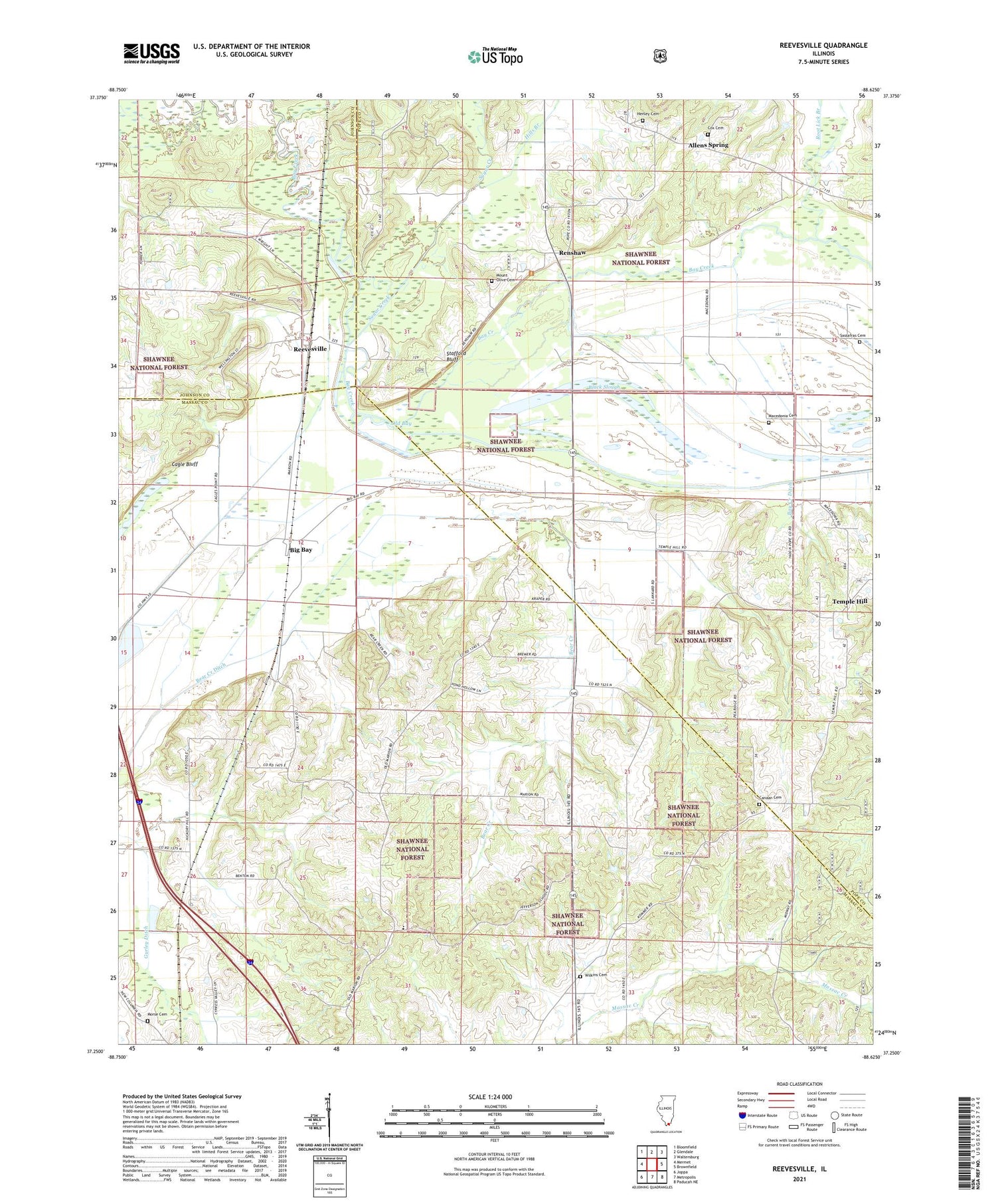 Reevesville Illinois US Topo Map Image