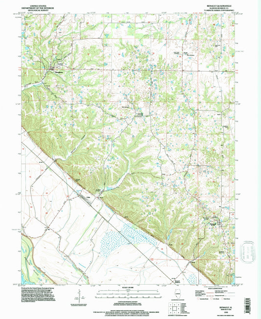 Classic USGS Renault Illinois 7.5'x7.5' Topo Map Image