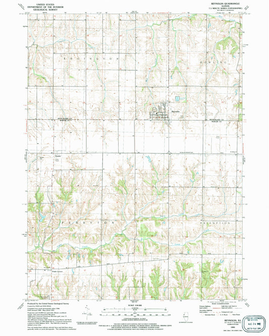 Classic USGS Reynolds Illinois 7.5'x7.5' Topo Map Image
