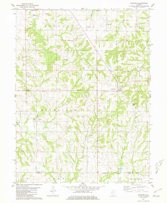Classic USGS Richfield Illinois 7.5'x7.5' Topo Map Image