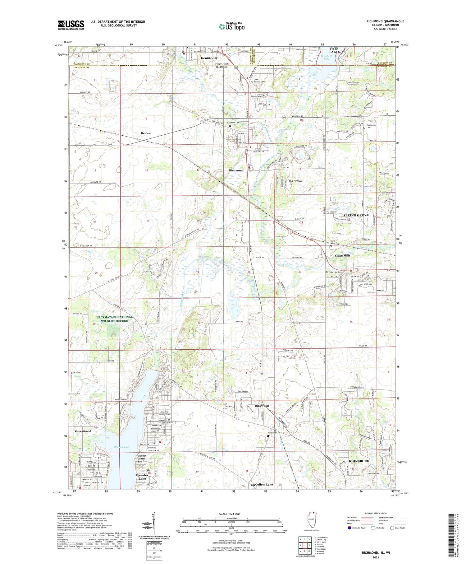 Richmond Illinois US Topo Map Image