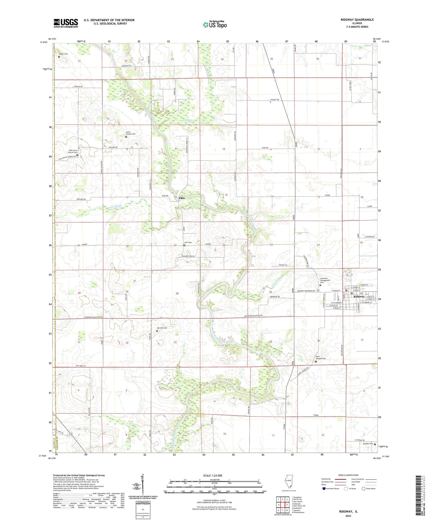 Ridgway Illinois US Topo Map Image