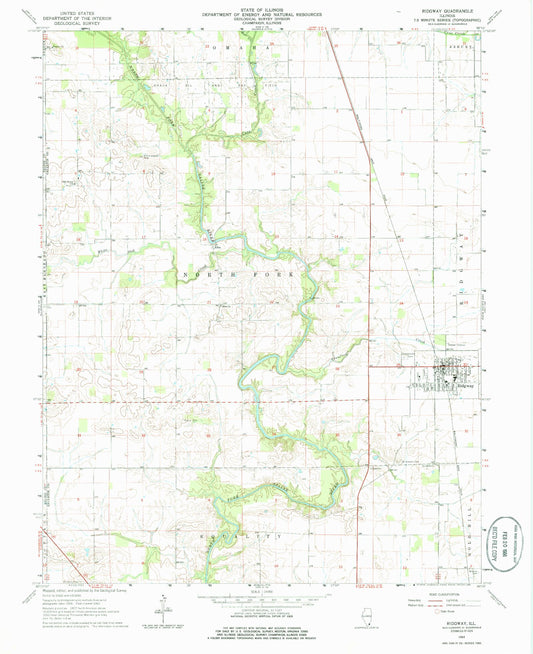 Classic USGS Ridgway Illinois 7.5'x7.5' Topo Map Image
