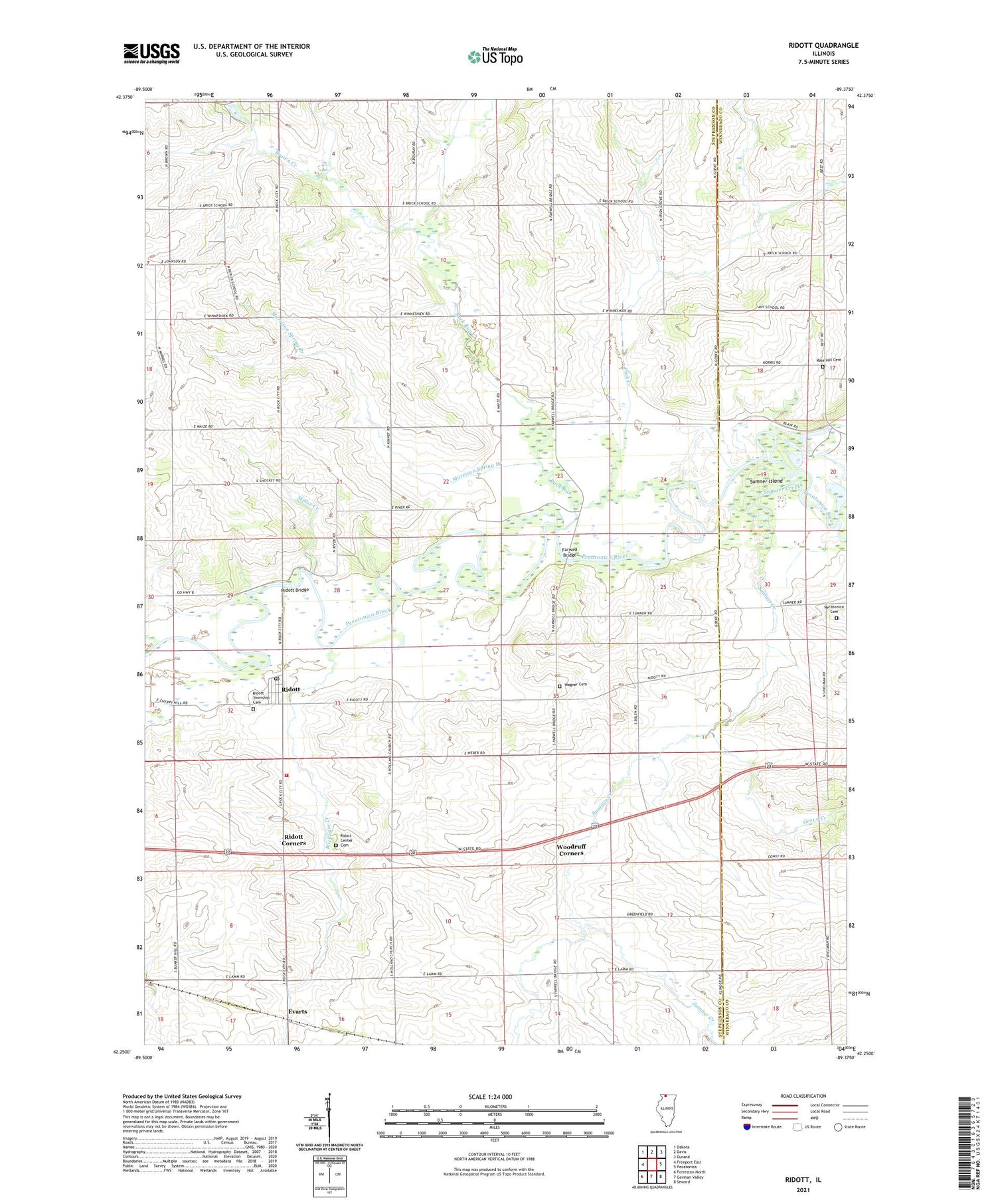 Ridott Illinois US Topo Map Image