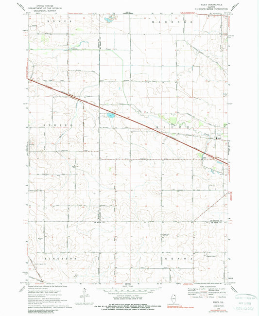 Classic USGS Riley Illinois 7.5'x7.5' Topo Map Image
