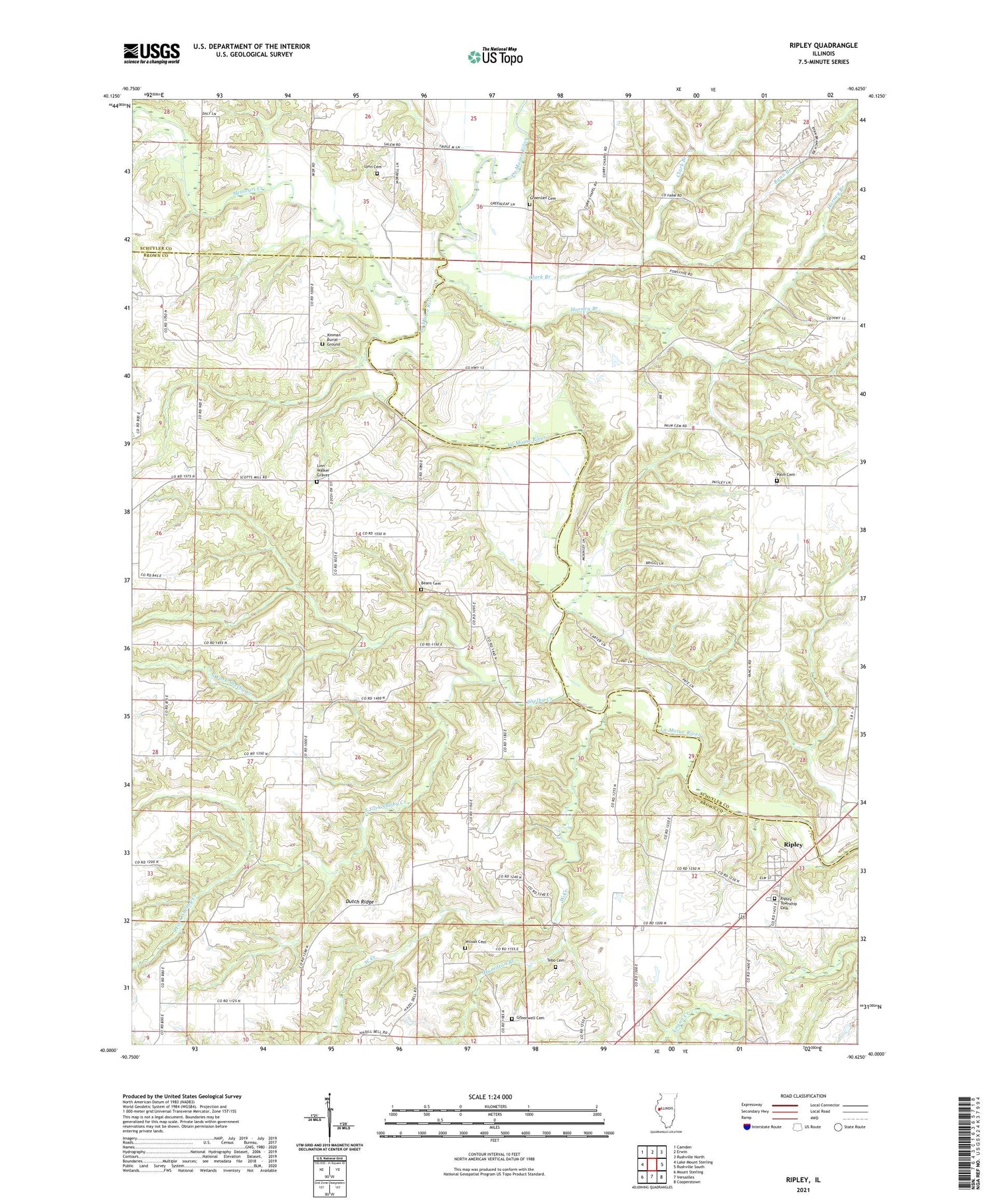 Ripley Illinois US Topo Map Image