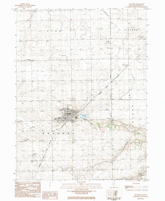 Classic USGS Roanoke Illinois 7.5'x7.5' Topo Map Image