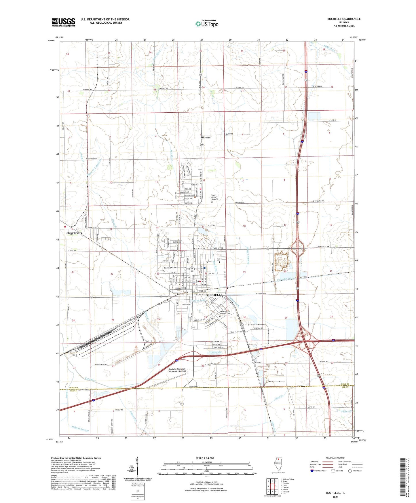 Rochelle Illinois US Topo Map Image