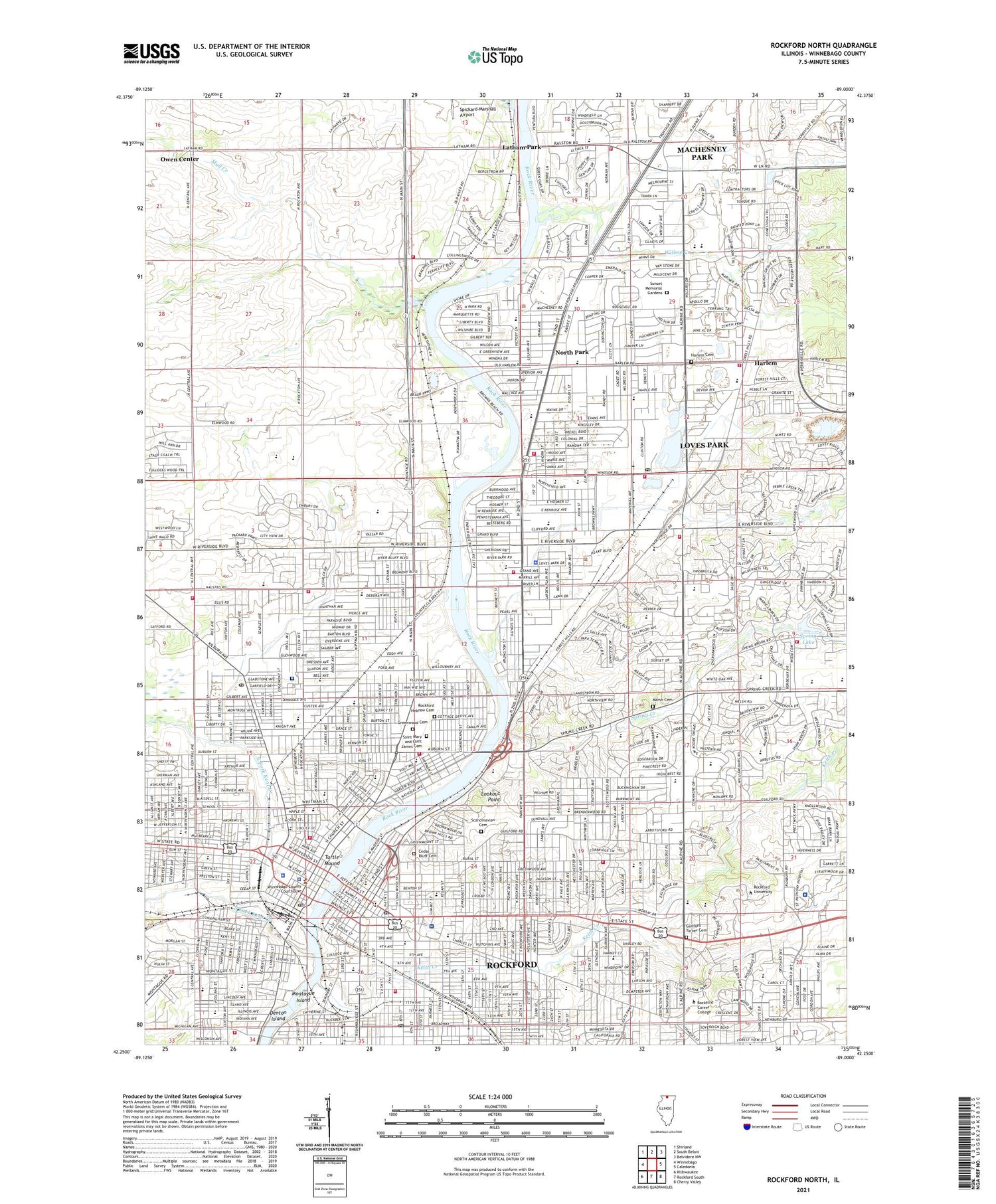 Rockford North Illinois US Topo Map Image