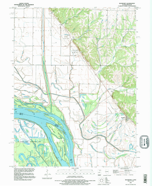 Classic USGS Rockport Illinois 7.5'x7.5' Topo Map Image