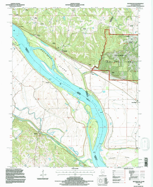 Classic USGS Rockwood Illinois 7.5'x7.5' Topo Map Image