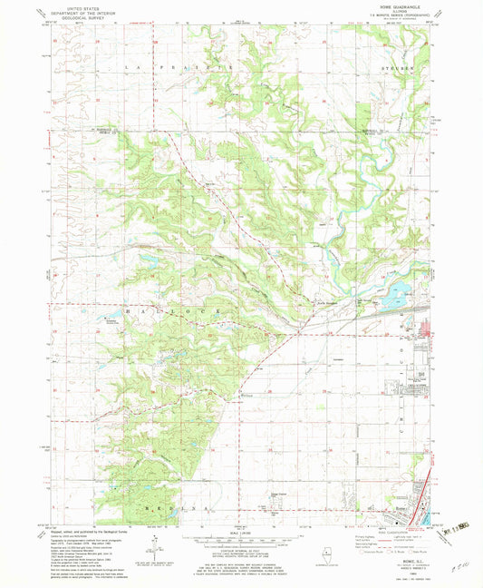 Classic USGS Rome Illinois 7.5'x7.5' Topo Map Image