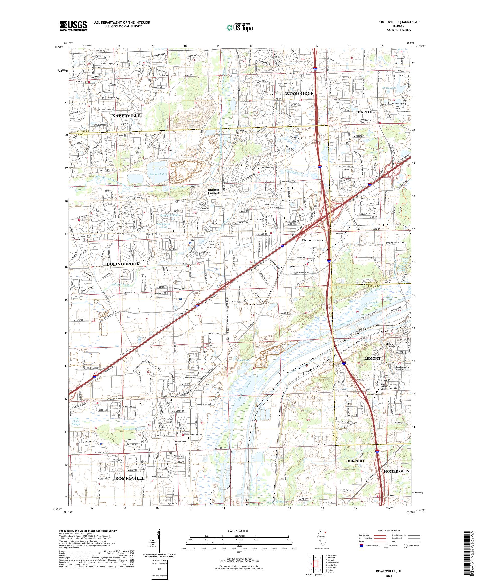 Romeoville Illinois US Topo Map – MyTopo Map Store