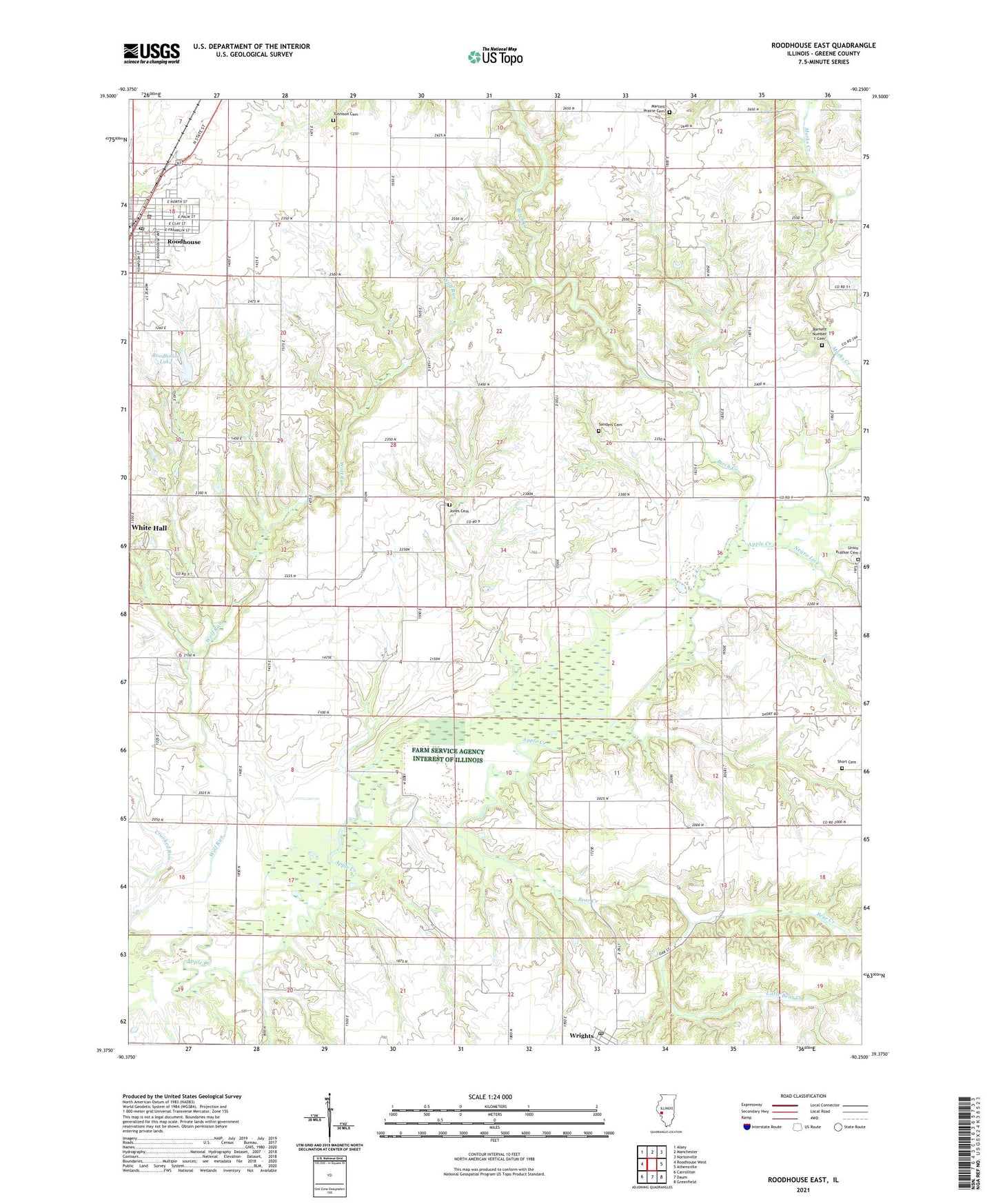 Roodhouse East Illinois US Topo Map Image