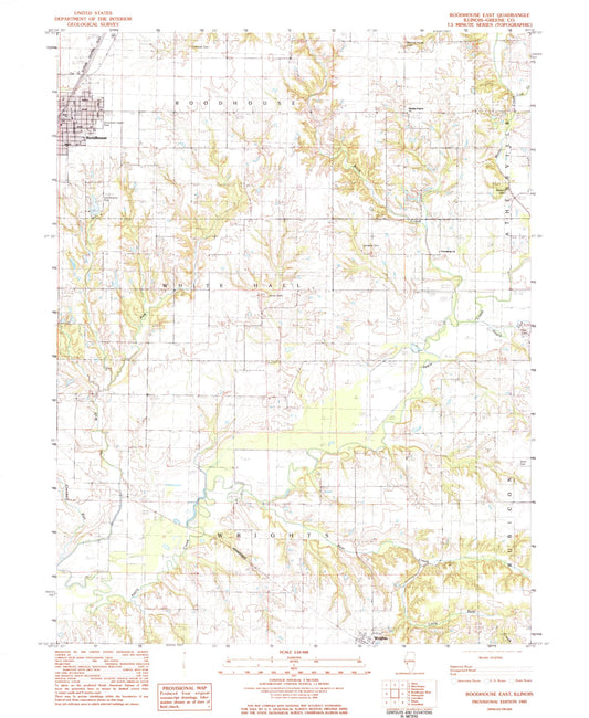 Classic USGS Roodhouse East Illinois 7.5'x7.5' Topo Map Image