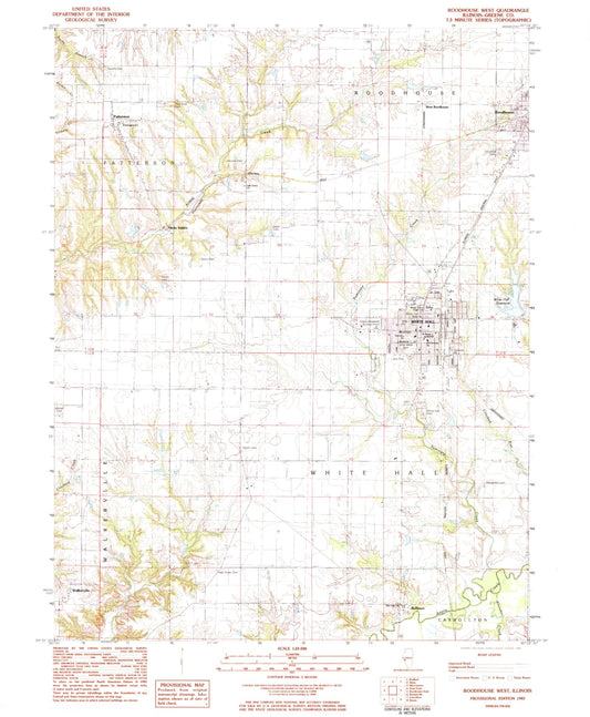 Classic USGS Roodhouse West Illinois 7.5'x7.5' Topo Map Image