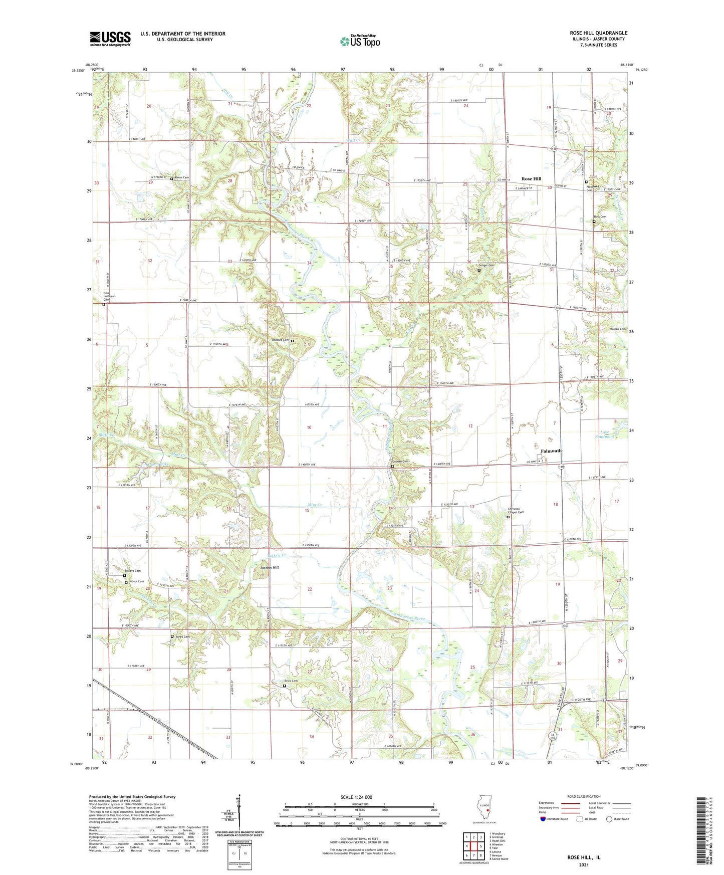 Rose Hill Illinois US Topo Map Image