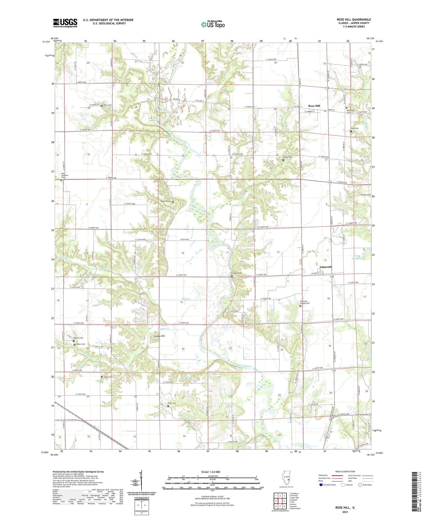 Rose Hill Illinois US Topo Map Image