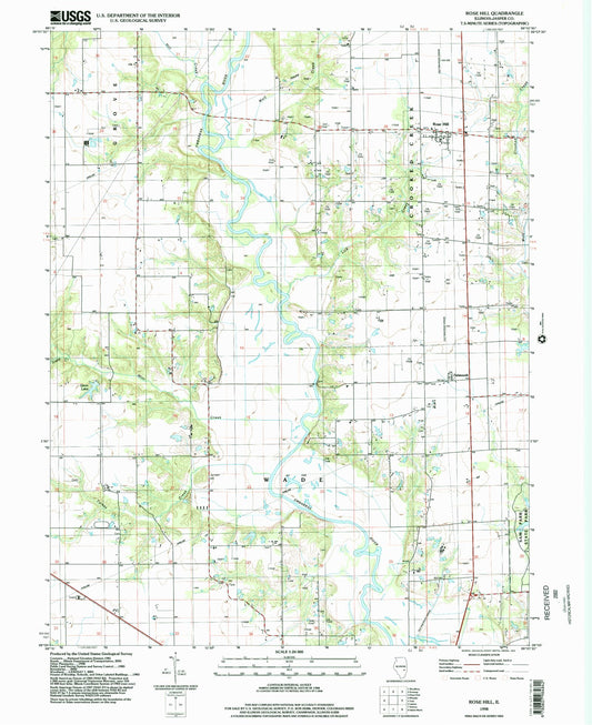Classic USGS Rose Hill Illinois 7.5'x7.5' Topo Map Image