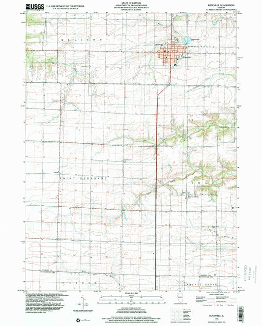 Classic USGS Roseville Illinois 7.5'x7.5' Topo Map Image