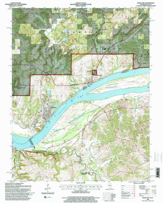 Classic USGS Rosiclare Illinois 7.5'x7.5' Topo Map Image