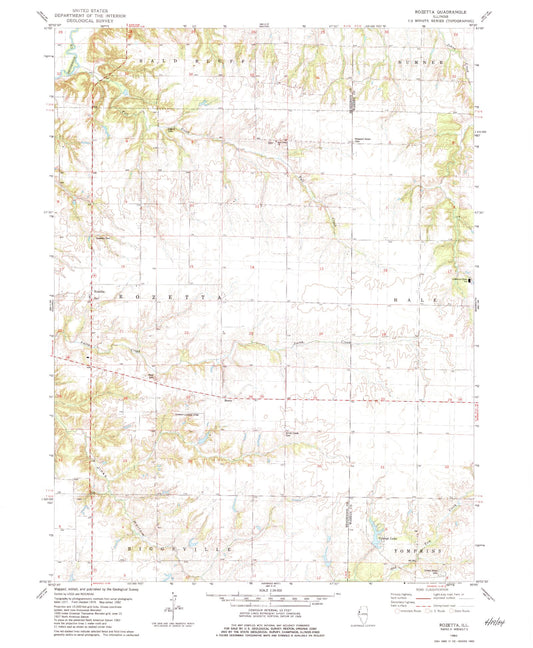 Classic USGS Rozetta Illinois 7.5'x7.5' Topo Map Image