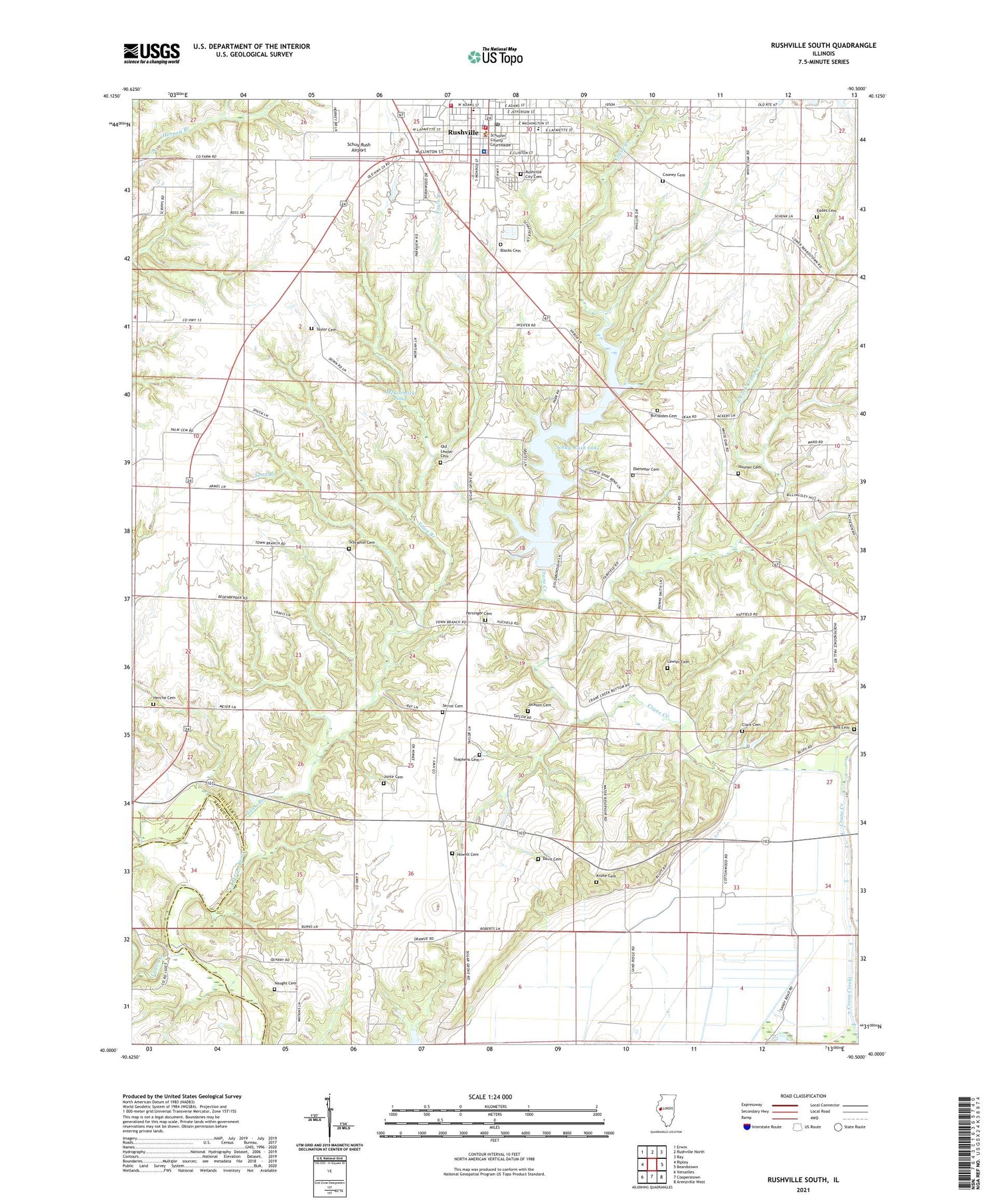 Rushville South Illinois US Topo Map Image