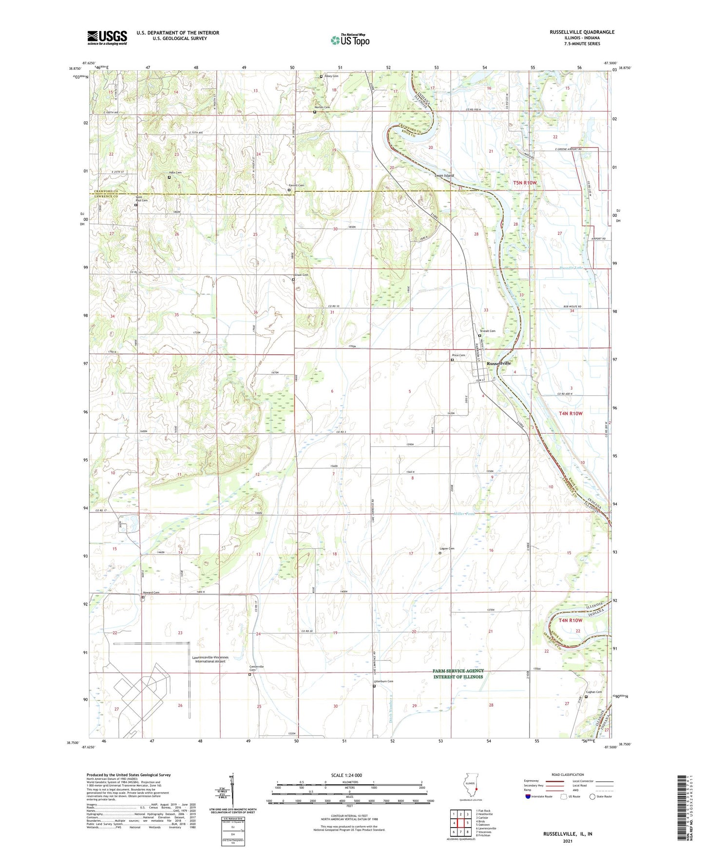 Russellville Illinois US Topo Map Image