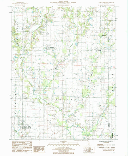 Classic USGS Sailor Springs Illinois 7.5'x7.5' Topo Map Image
