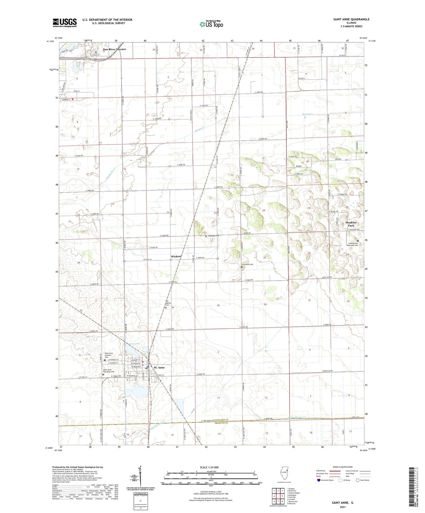 Saint Anne Illinois US Topo Map Image