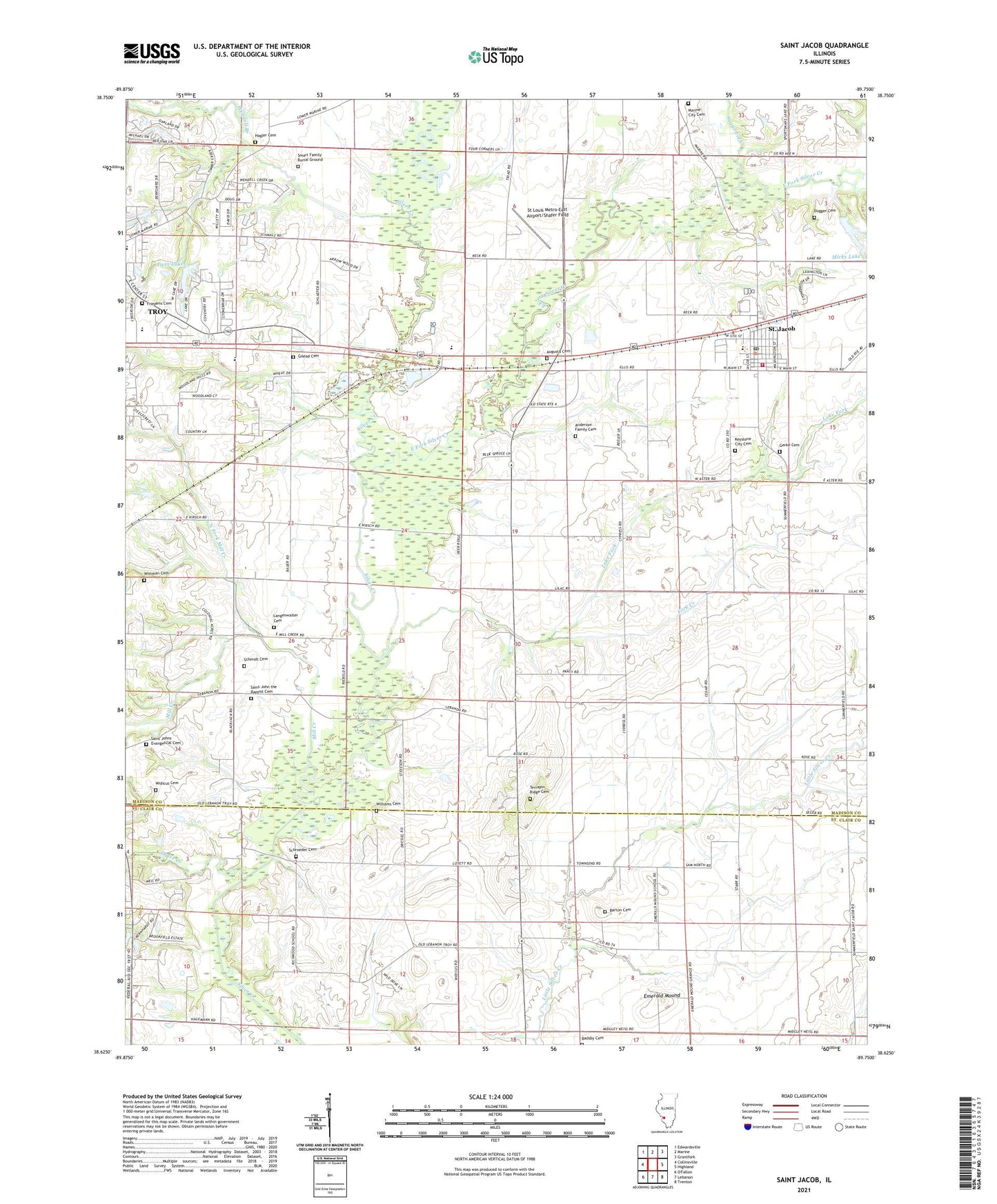 Saint Jacob Illinois US Topo Map Image