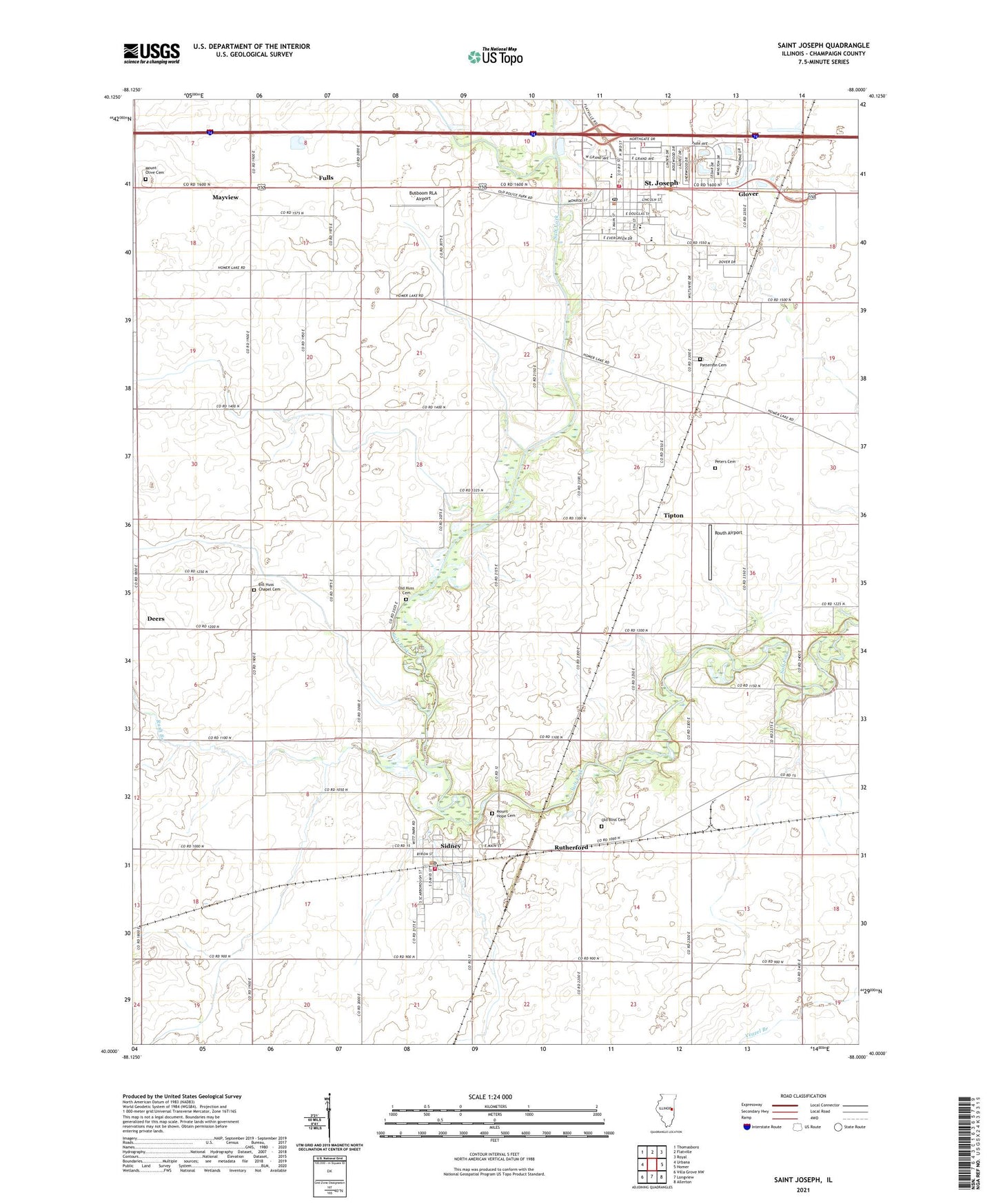 Saint Joseph Illinois US Topo Map Image