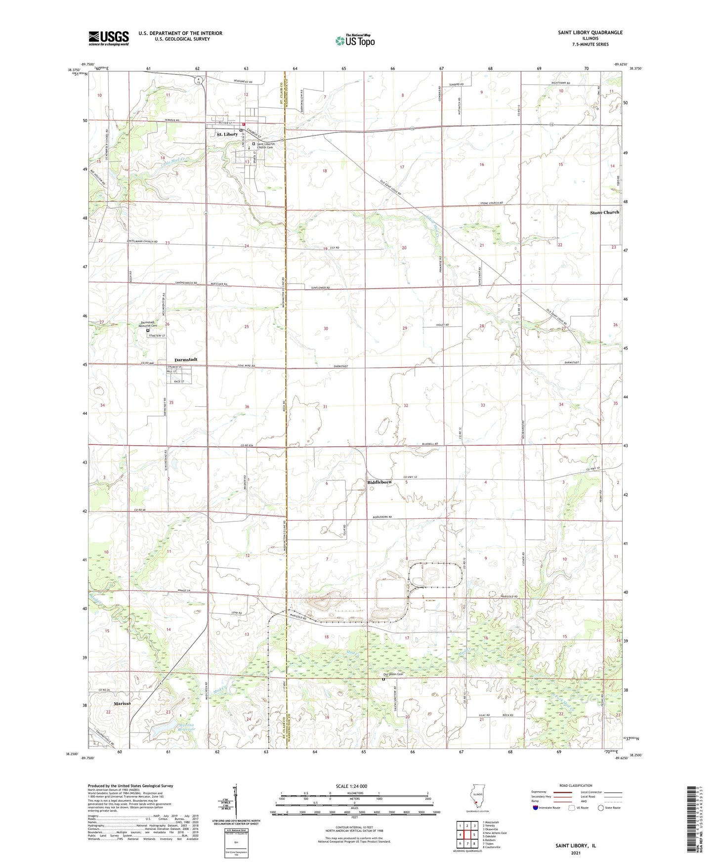 Saint Libory Illinois US Topo Map Image