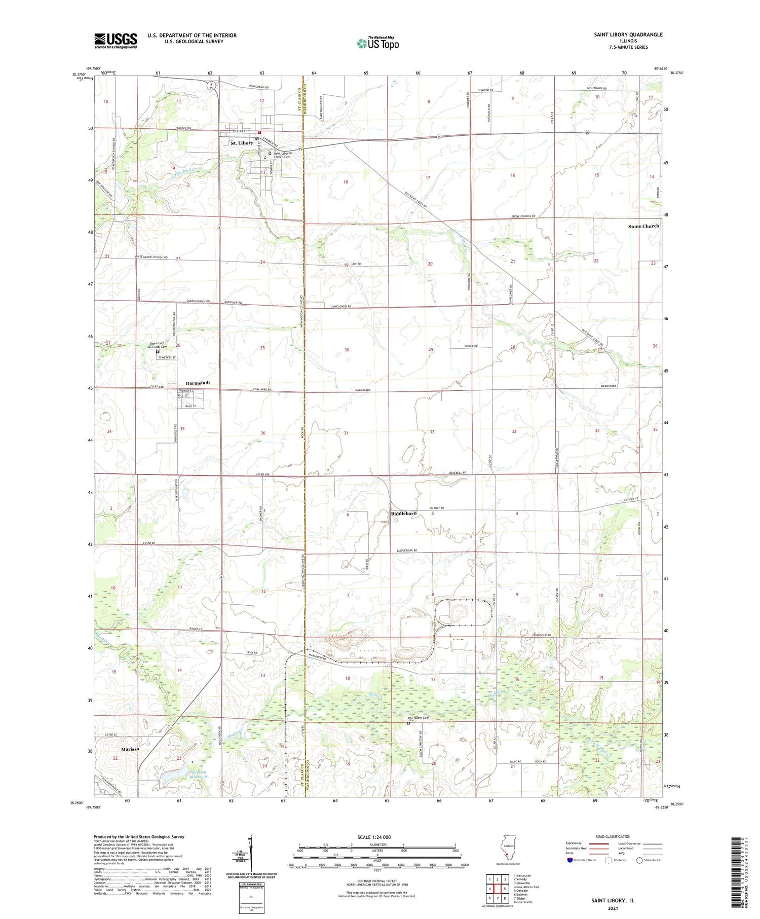 Saint Libory Illinois US Topo Map Image