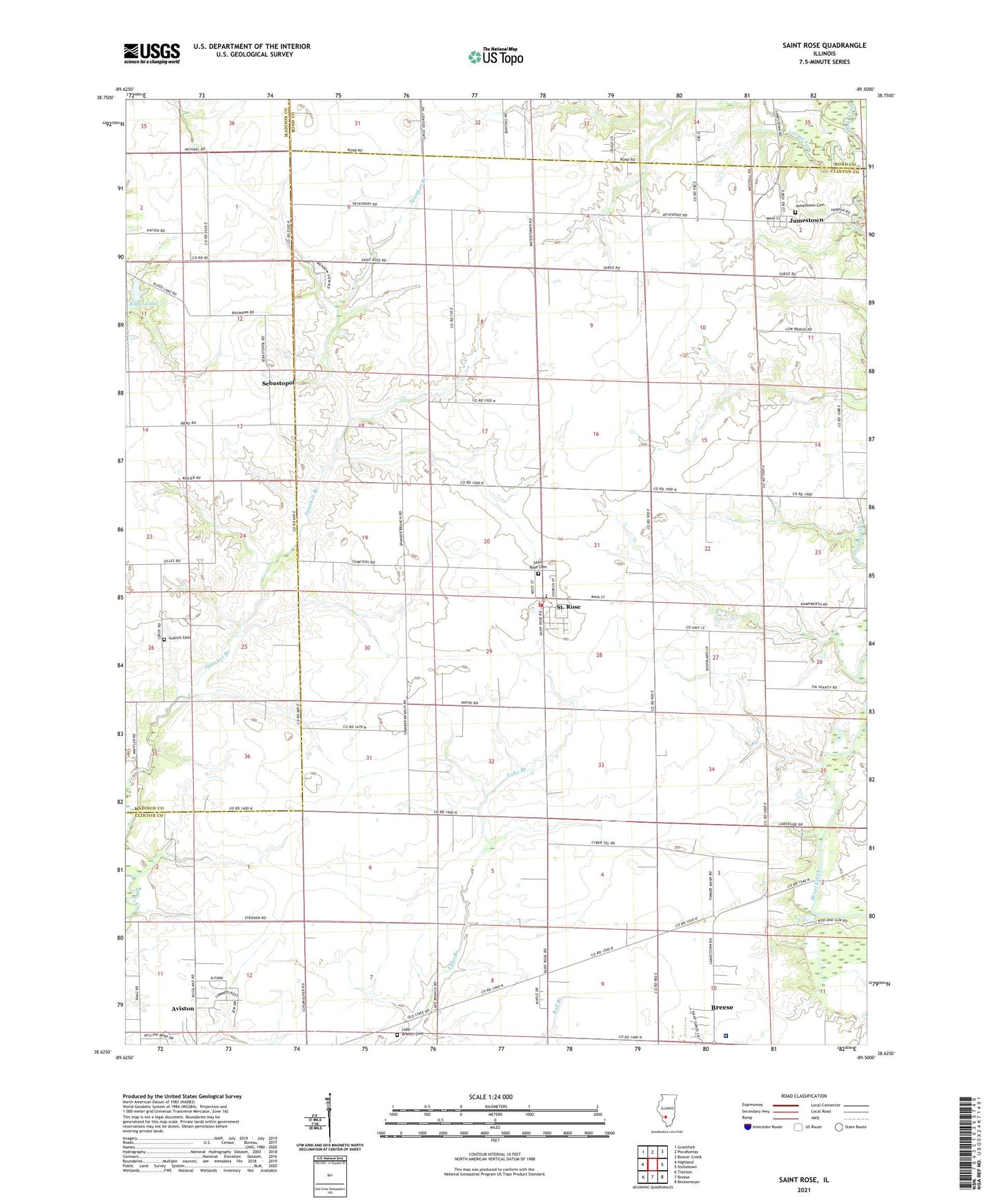 Saint Rose Illinois US Topo Map Image