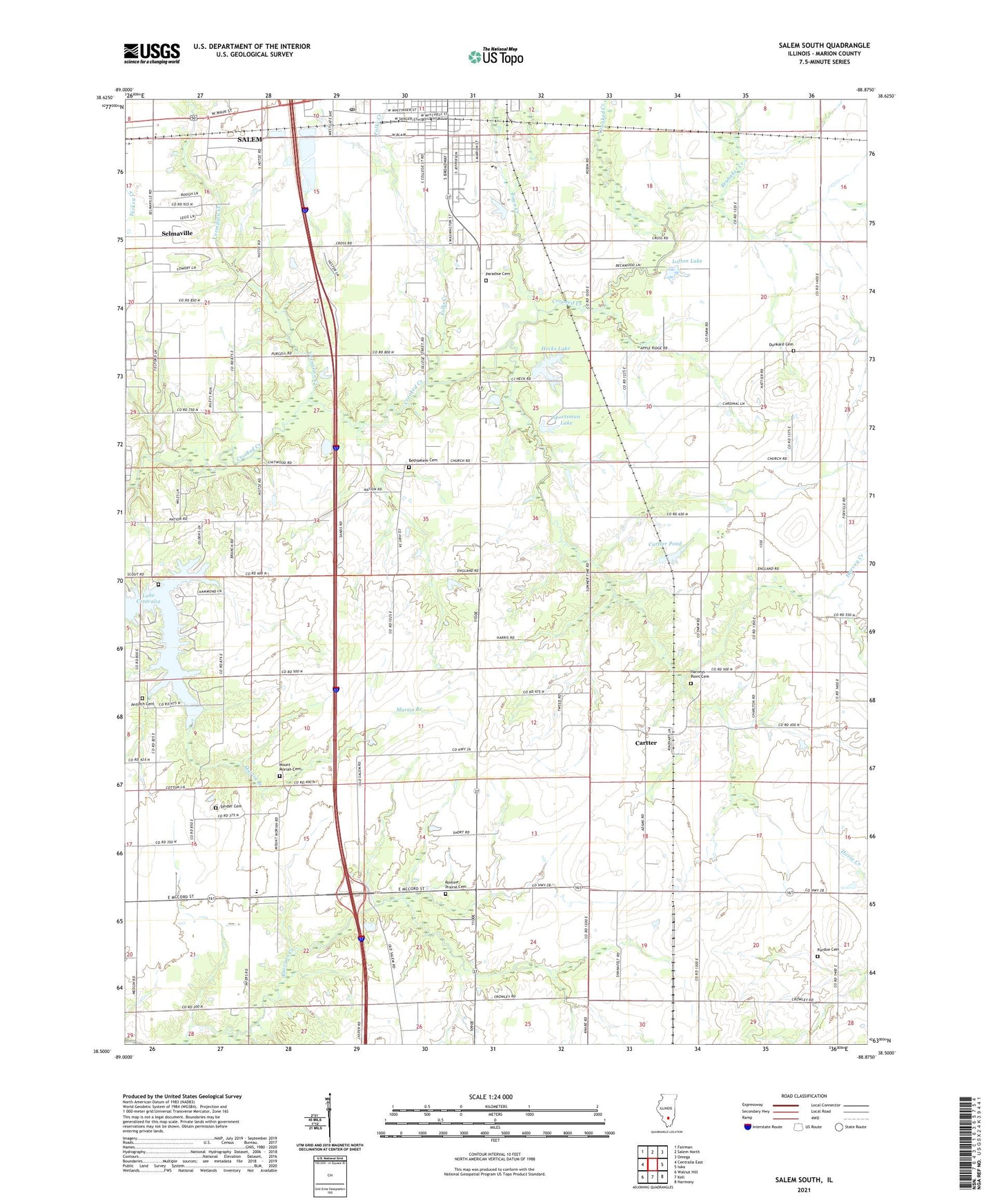 Salem South Illinois US Topo Map Image