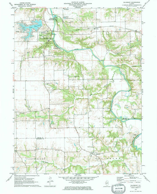 Classic USGS Salisbury Illinois 7.5'x7.5' Topo Map Image